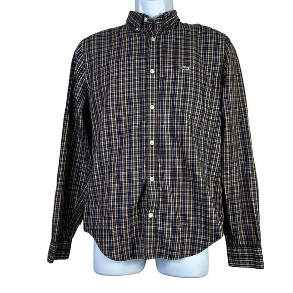 Lacoste Men's Casual Shirt button Down Plaid Size 38 - Picture 1 of 8